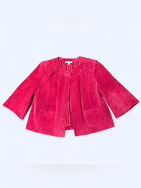 Pink Suede Babydoll Peacoat Cardigan by Yvonne & Marie!